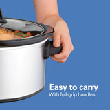 Hamilton Beach Slow Cooker, Large Capacity, Serves 7+, 6 Quarts, Silver, 33665